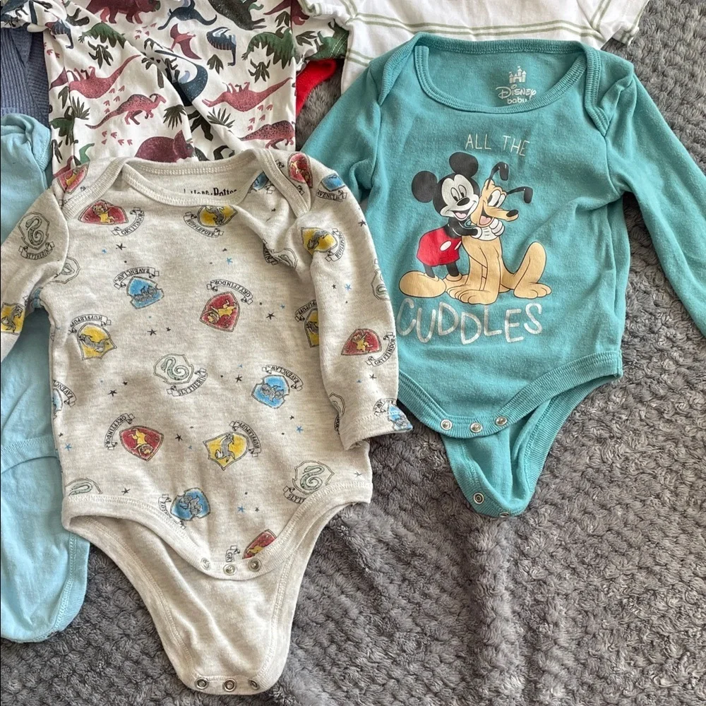 Baby boy 3-6 months Harry Potter, dinosaur, Mickey clothing bundle